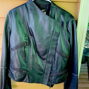 Philippe Adec WOMEN’S Leather Jacket -100% leather outer with nylon lining